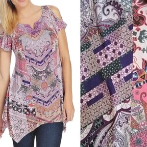 One World cold shoulder floral tunic